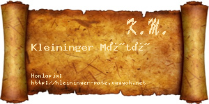 Kleininger Máté névjegykártya